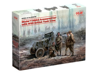 ICM Model T RNAS Armoured Car with 4 WWI British Tank Crew Figures