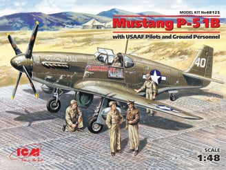 ICM Mustang P-51B with USAAF Pilots & Ground Personnel (5 Figures)