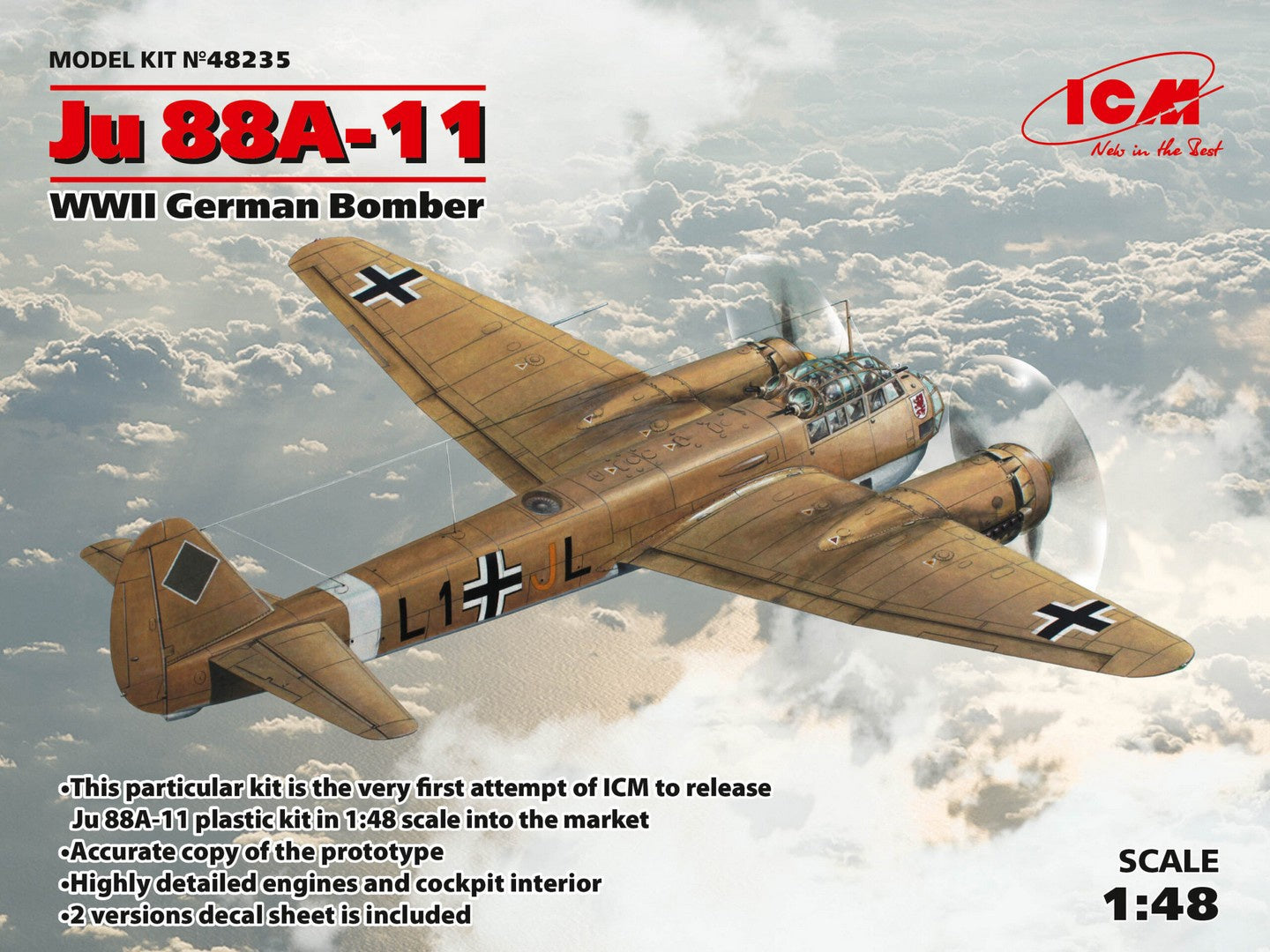ICM 1/48 Ju 88A-11, Wwii German Bomber 48235