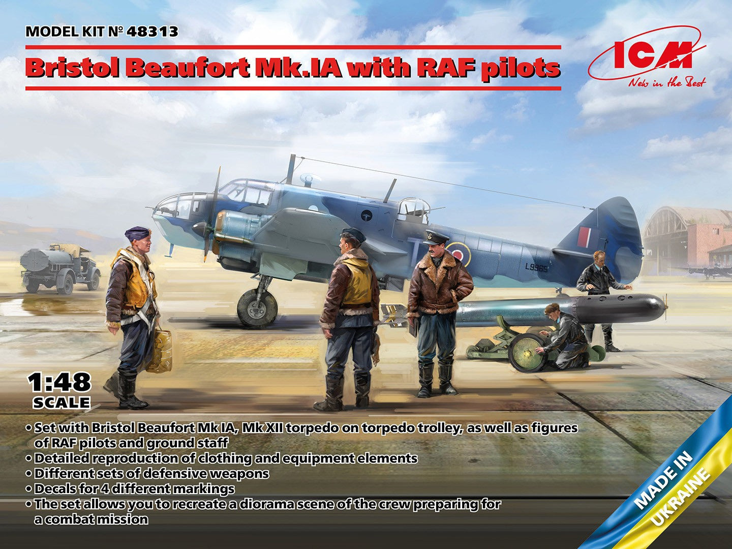 ICM 1/48 Bristol Beaufort Mk.Ia With RAF Pilots ICM48313