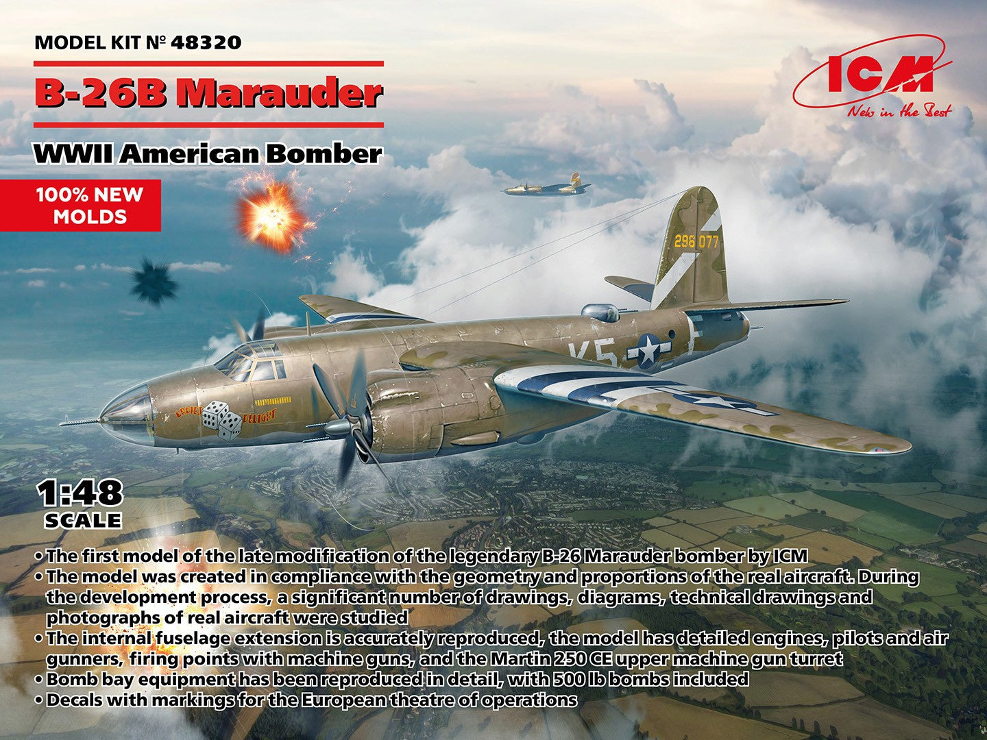 ICM 1/48 B-26B Marauder, Wwii American Bomber ICM48320