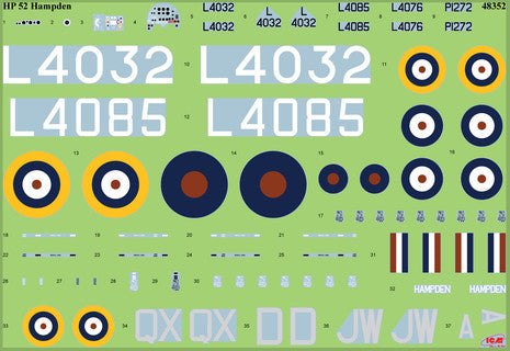 ICM Hp.52 Hampden B.Mk.I Wwii British Bomber ICM48352