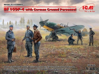 ICM Bf 109F-4 with German Ground Personnel (7 Figures & Dog)