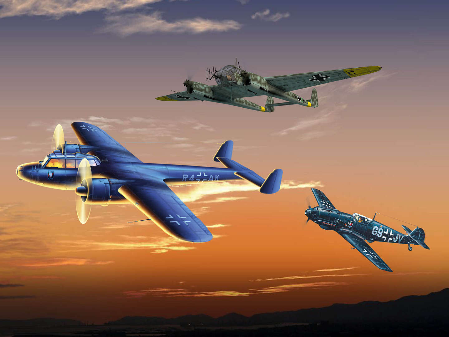 ICM Set Of 3 Luftwaffe Night Fighters (Bf 109E-4, Do 172-10 Kauz Ii, Fw 189A-1) ICM72209