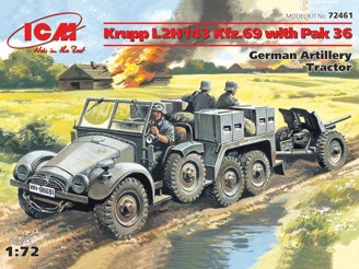 ICM Krupp L2H143 Kfz.69 with Pak 36, German Artillery Tractor