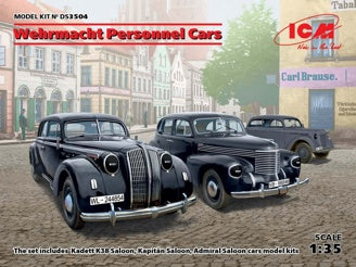 ICM Wehrmacht Personnel Cars, Kadett K38 Saloon, Kapitan Saloon, Admiral Saloon (Set of 3)