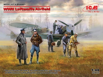 ICM WWII Luftwaffe Airfield Set, Bf 109F-4 & Hs 126B & 7 Figures