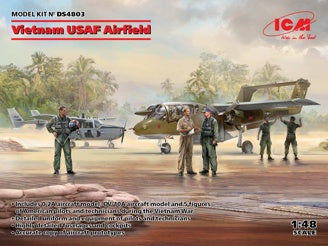 ICM Vietnam USAF Airfield Set (0-2A, OV-10A Aircraft & 5 Figures)