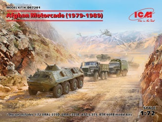 ICM Afghan Motorcade (1979-1989) URAL-375D, URAL-375A, ATZ-5-375, BTR-60PB (Set of 3)