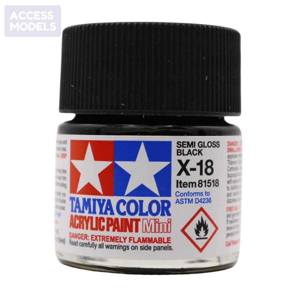 Tamiya Acrylic Paints 10Ml X18 Semi Gloss Black