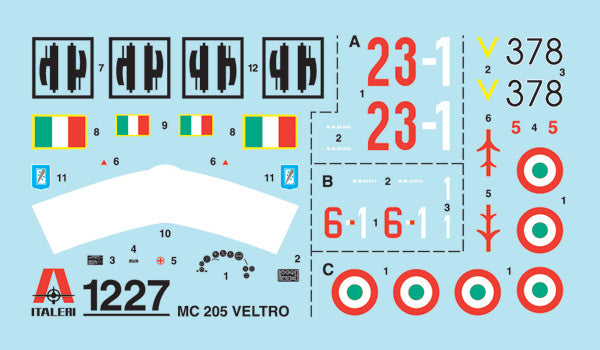 RE-RELEASED!!! Macchi C.205 'Veltro' Decals Italian Air Force 6 Stormo 1944 and 378 Squadriglia 1944.