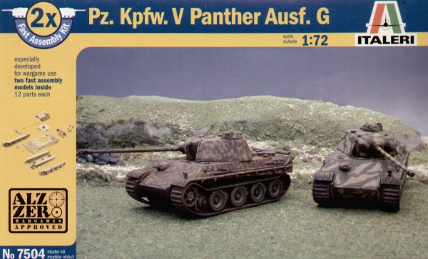 Pz.Kpfw.V Panther Ausf.G Pack includes 2 snap together tank kits