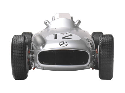 Mercedes-Benz W196 R model kit Stirling Moss #12 front view with detailed design and authentic features.