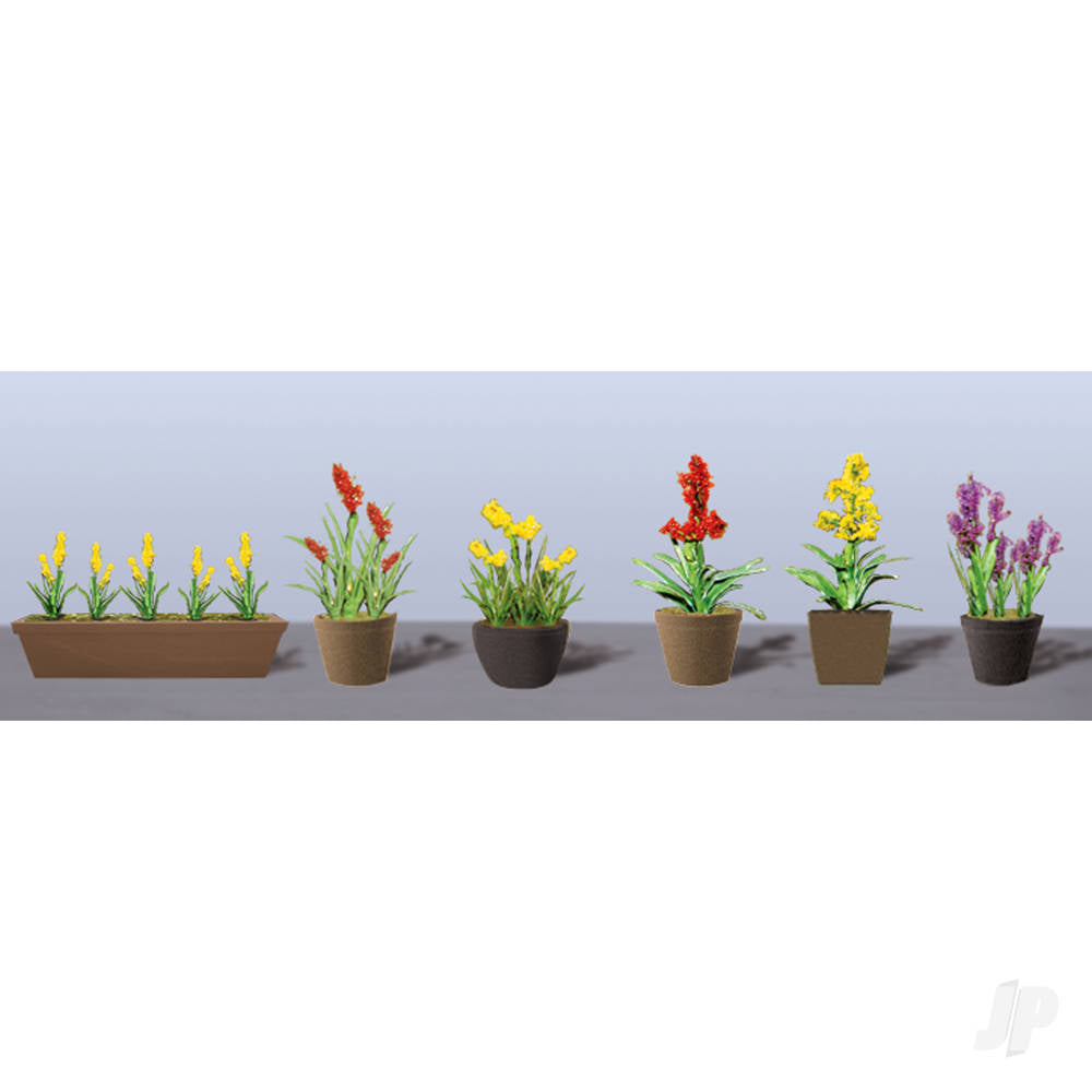 JTT Assorted Potted Flower Plants 2, O-Scale, (6 pack) JTT95568 Main