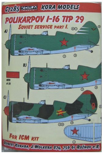 Polikarpov I-16 Typ 29 Soviet service I. Conversion set (designed to be used with ICM UA UK kits)