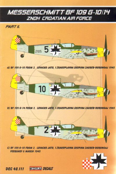 Messerschmitt Bf-109G-10/G-14 (ZNDH Croatian AF) (designed to be used with Hasegawa, Fujimi, Hobby Craft and Academy kits)