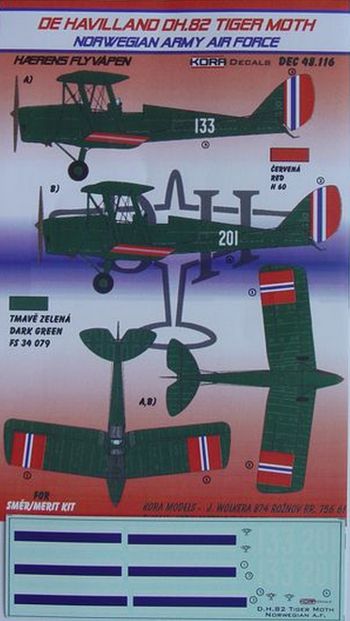 de Havilland DH.82A Tiger Moth (Norwegian Army AF) (designed to be used with SMER and now can be used with Airfix 2019 release kits)