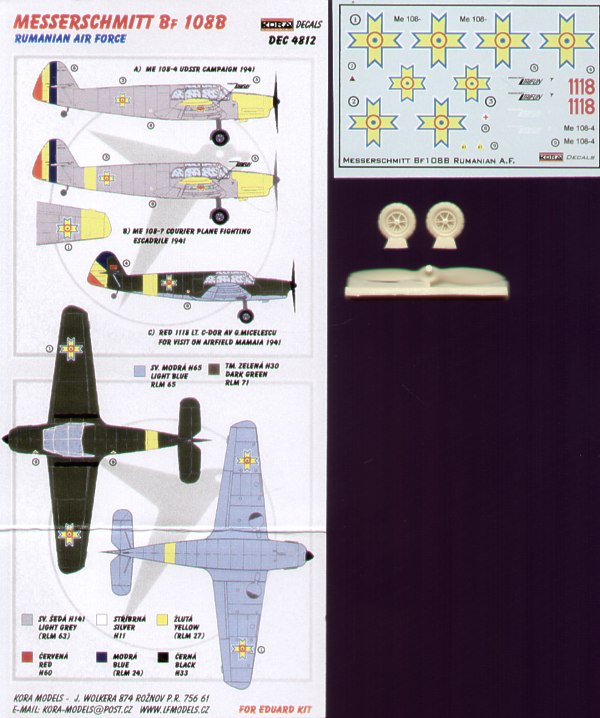 Messerschmitt Bf-108B (Rumanian Air Force) with wheels and propeller (designed to be used with Eduard kits)