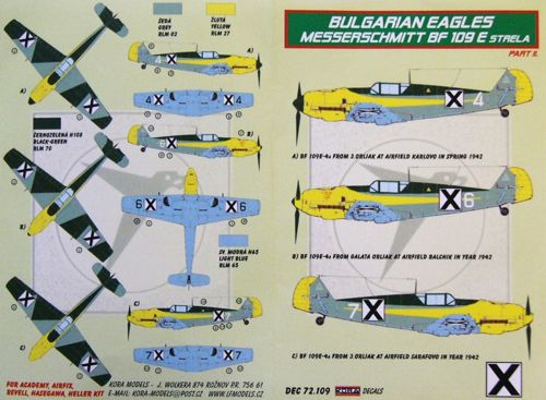 Messerschmitt Bf-109E Strela (Bulgarian Service II.) with wheels (designed to be used with Academy, Airfix, Revell, Hasegawa and Heller kits)