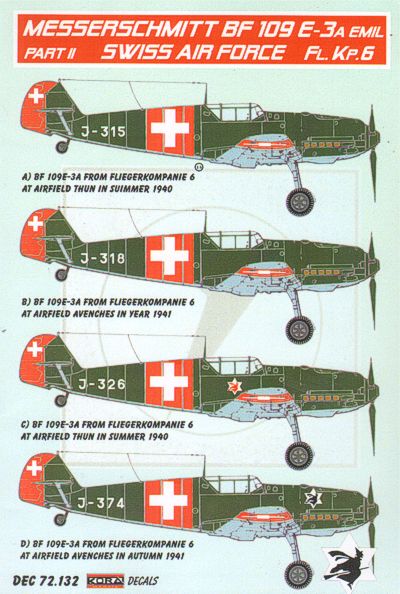 Messerschmitt Bf-109E-3A Emil x 4 Part II (Swiss Air Force)