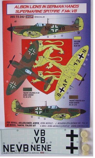 Albion Lions in German Hands Supermarine Spitfire Mk.VB (Luftwaffe) (designed to be used with Revell, Heller, Smer, Airfix, AZ Model, Tamiya and Italeri kits)