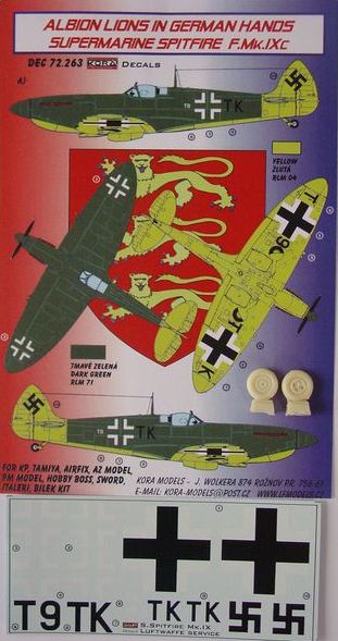 Albion Lions in German Hands Supermarine Spitfire Mk.IXC (Luftwaffe) (designed to be used with KP, Tamiya, Airfix, AZ Model, PM Model, Hobby Boss, Sword, Italeri and Bilek kits)