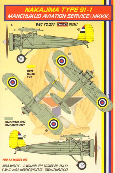 Nakajima Type 91-I Manchukuo Aviation Service (MKKK) (designed to be used with AZ Model kits)