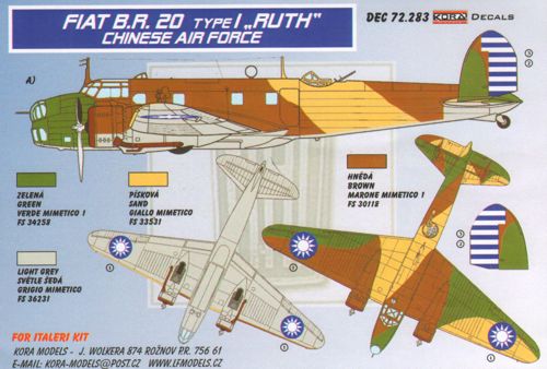Fiat BR.20 CICOGNA Type I RUTH (Chinese AF) (designed to be used with Italeri kits)