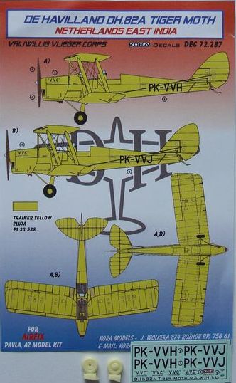 de Havilland DH.82A Tiger Moth Netherlands East India (designed to be used with Airfix, Pavla Models and AZ Model kits)