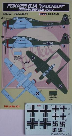 Fokker G.1A 'Faucheur' German (designed to be used with MPM kits)