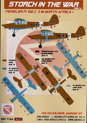 Fieseler Fi-156C-3 'Storch' Pt 1 (2) KH+YW; TH+AF Luftwaffe in North Africa. inc resin wheels (designed to be used with Academy, Heller and SMER kits)
