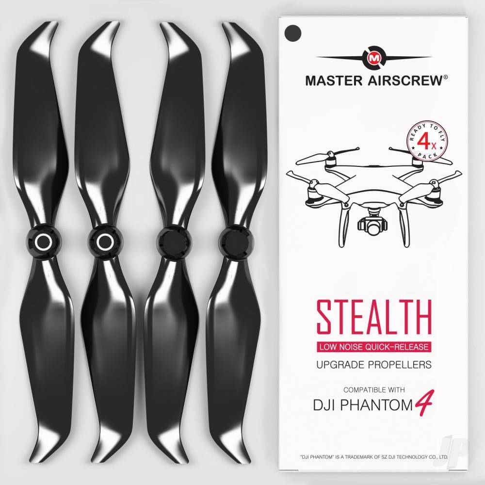 Master Airscrew MR-PH Stealth 9.5x5.7 Prop Set x4 Black for DJI PHANTOM 4 - MASPHS9557SB4 1