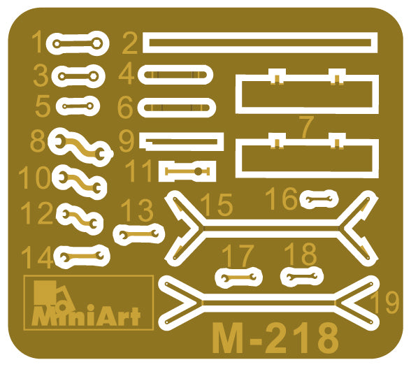 Model kit parts on a green sheet with MiniArt branding