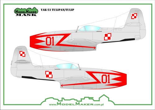 Yakovlev Yak-23 Tulipan/Tulip mask (designed to be used with Planet Models kits)