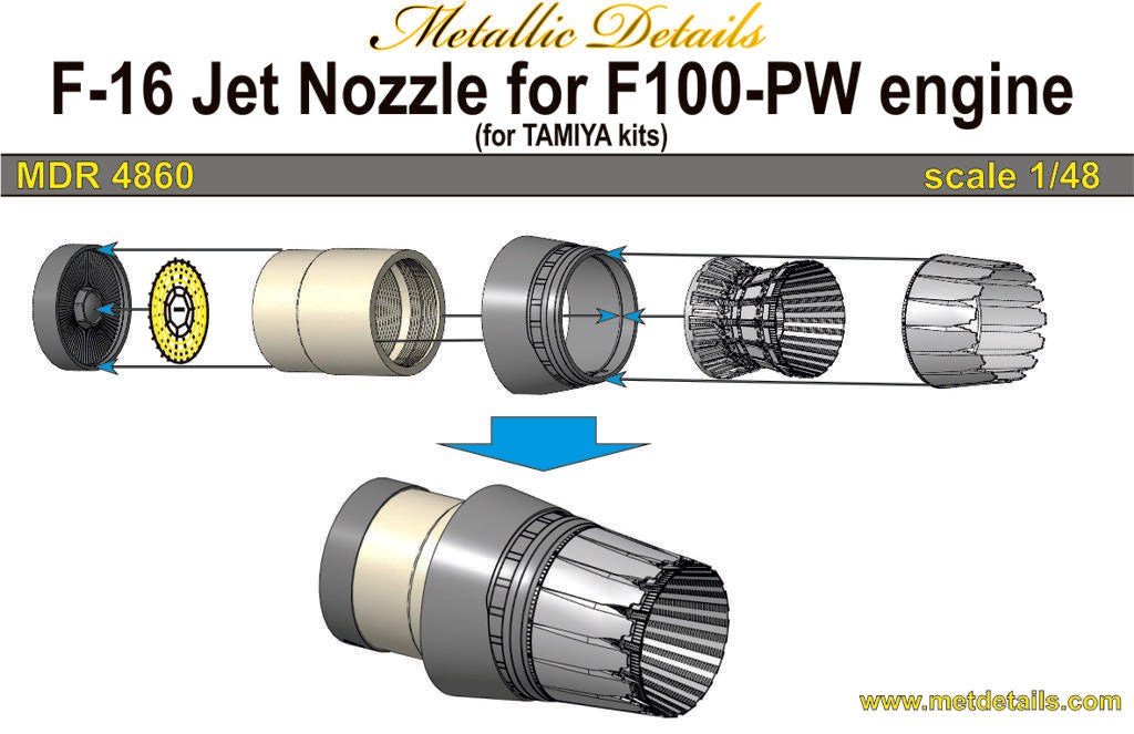 Lockheed-Martin F-16C Jet nozzle for engine F100-PW (designed to be used with Tamiya kits)