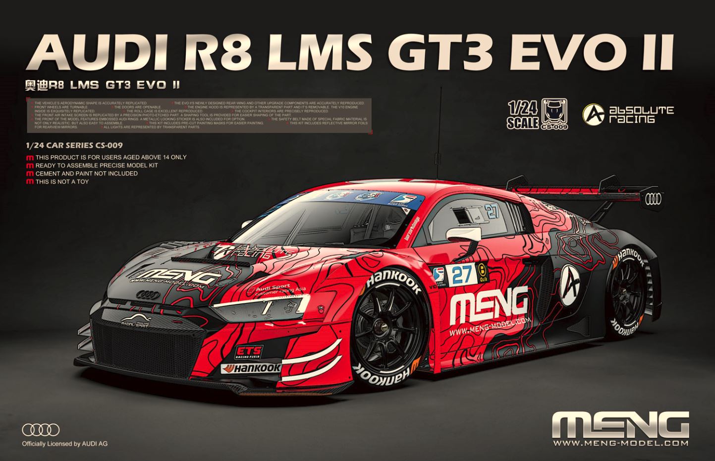 Meng 1/24 Audi R8 LMS GT3 EVO II MNGCS-009 1