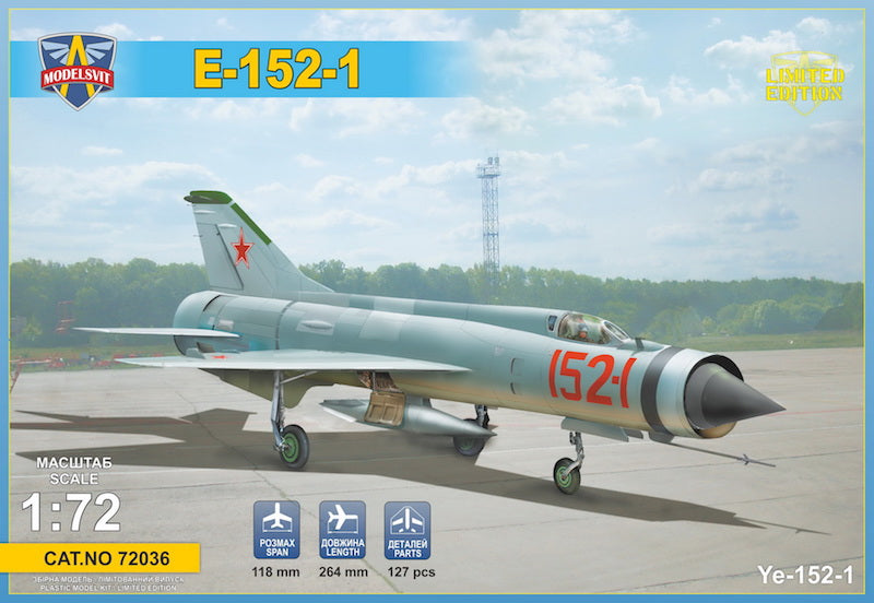Mikoyan-Gurevich Ye-152-1 Experimental supersonic interceptor127 pcs.photo-etched sheet;adhesive masks;open canopy;1decal sheet (during tests)