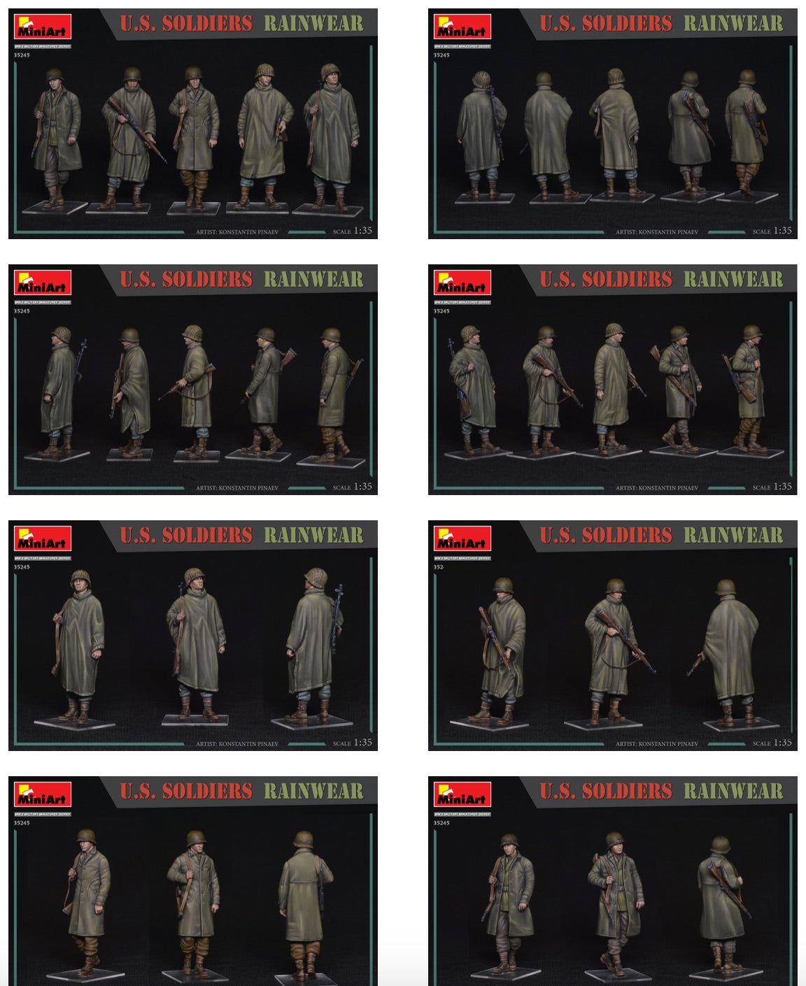 U.S. SOLDIERS RAINWEARUnassembled Plastic Model Kit.Box Contains Models of Five Figures, Weapons and Equipment