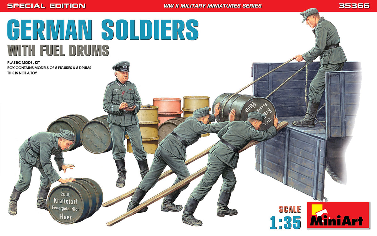 GERMAN SOLDIERS WITH FUEL DRUMS. SPECIAL EDITION