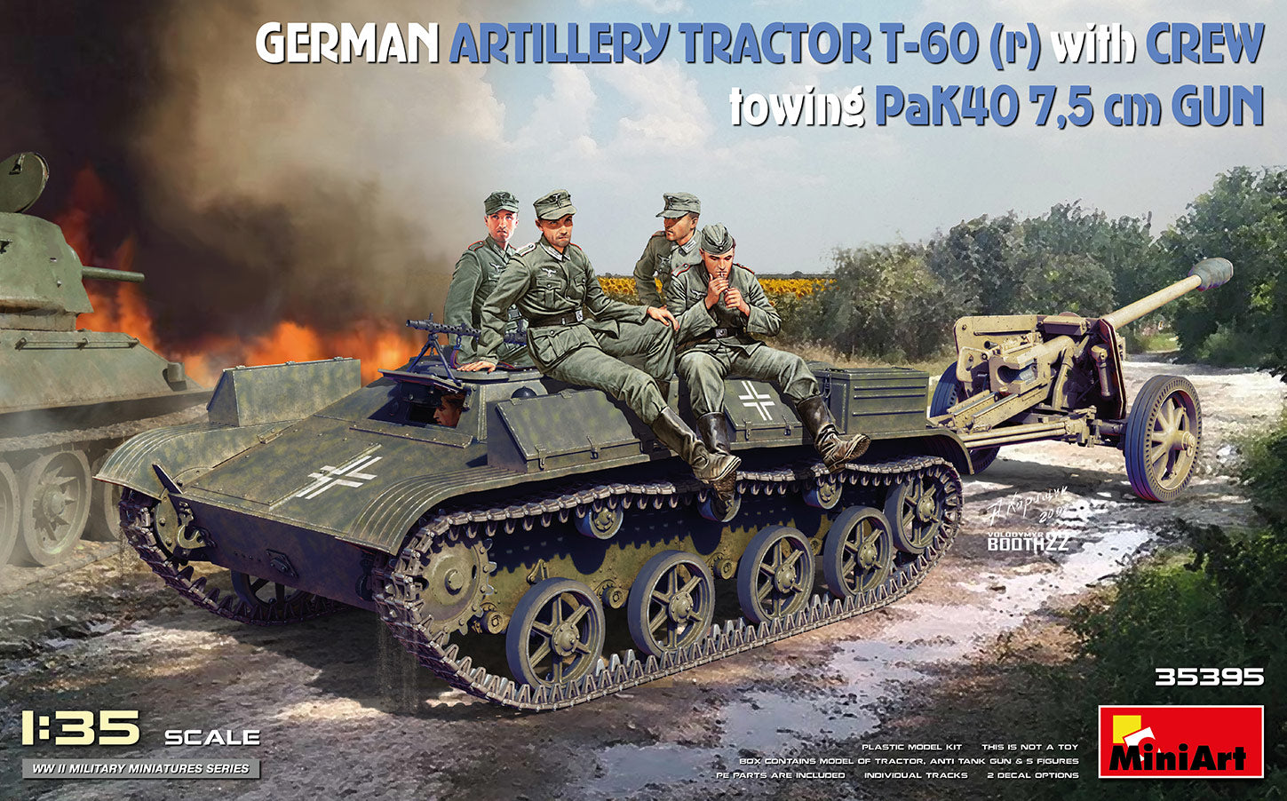 Miniart 1:35 - German Tractor T-60(r) w/ PaK40 Gun & Crew