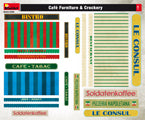 Cafe Furniture (tables and chairs) & Crockery