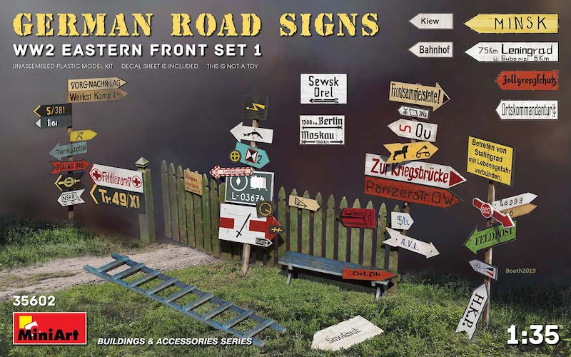 GERMAN ROAD SIGNS WW2(EASTERN FRONT SET 1)Unassembled Plastic Model KitDecal Sheet Included
