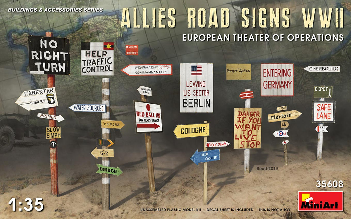 ALLIES ROAD SIGNS WWII. EUROPEAN THEATER OF OPERATIONS