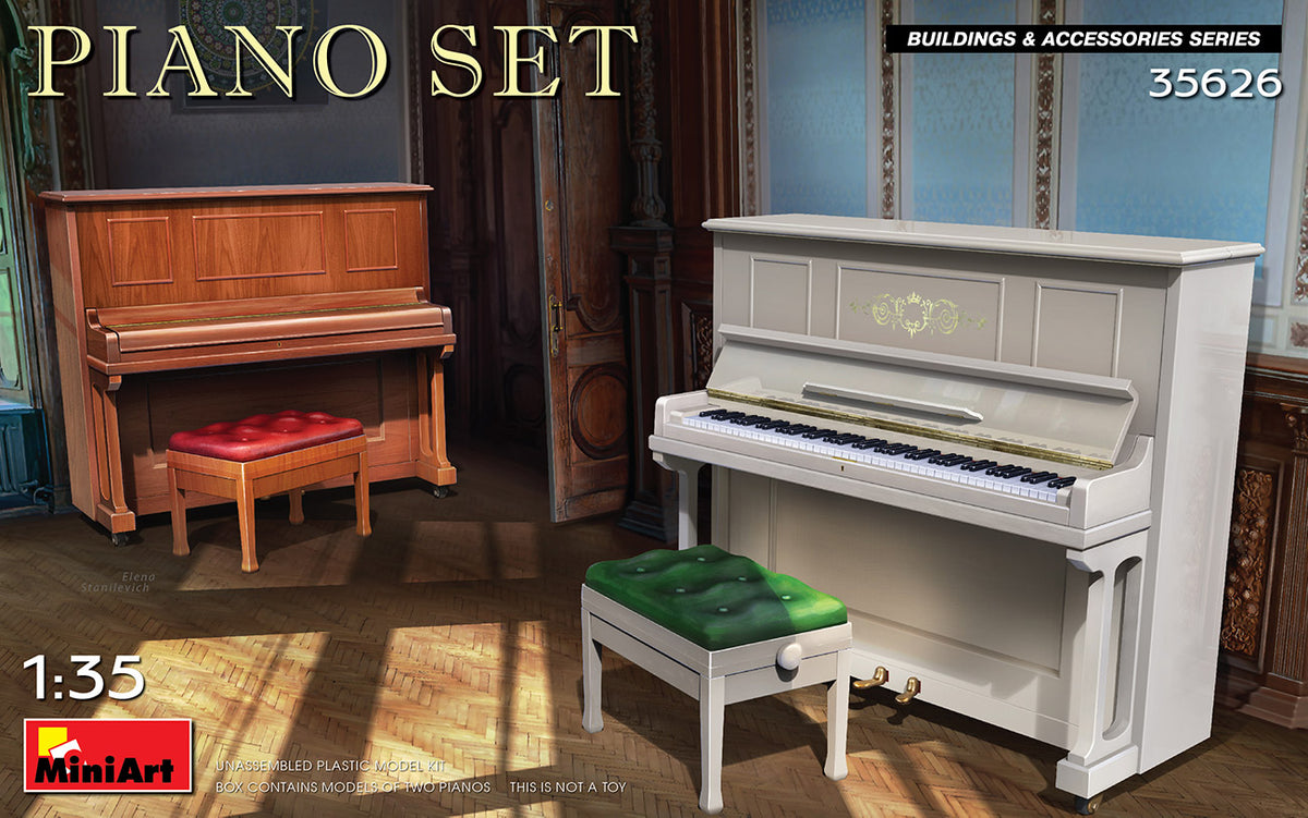 PIANO SET UNASSEMBLED PLASTIC MODEL KITBOX CONTAINS MODELS OF TWO PIANOS
