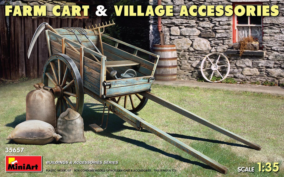 FARM CART & VILLAGE ACCESSORIESBox Contains Models of Wooden Cart & Accessories