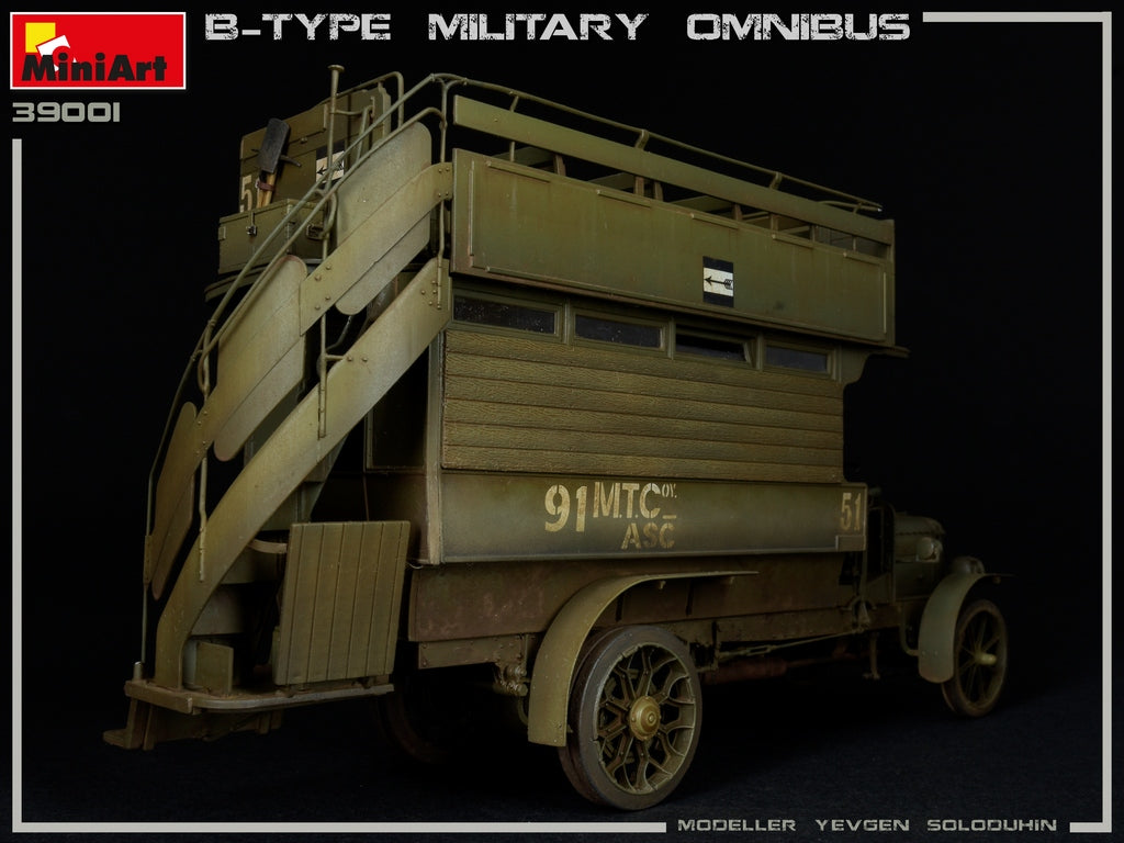 B-TYPE MILITARY OMNIBUS (Old Bill Bus) HIGHLY DETAILED MODELACCURATE ENGINECLEAR PARTS INCLUDEDPHOTO-ETCHED PARTS INCLUDEDDECAL SHEET FOR 5 VARIANTS