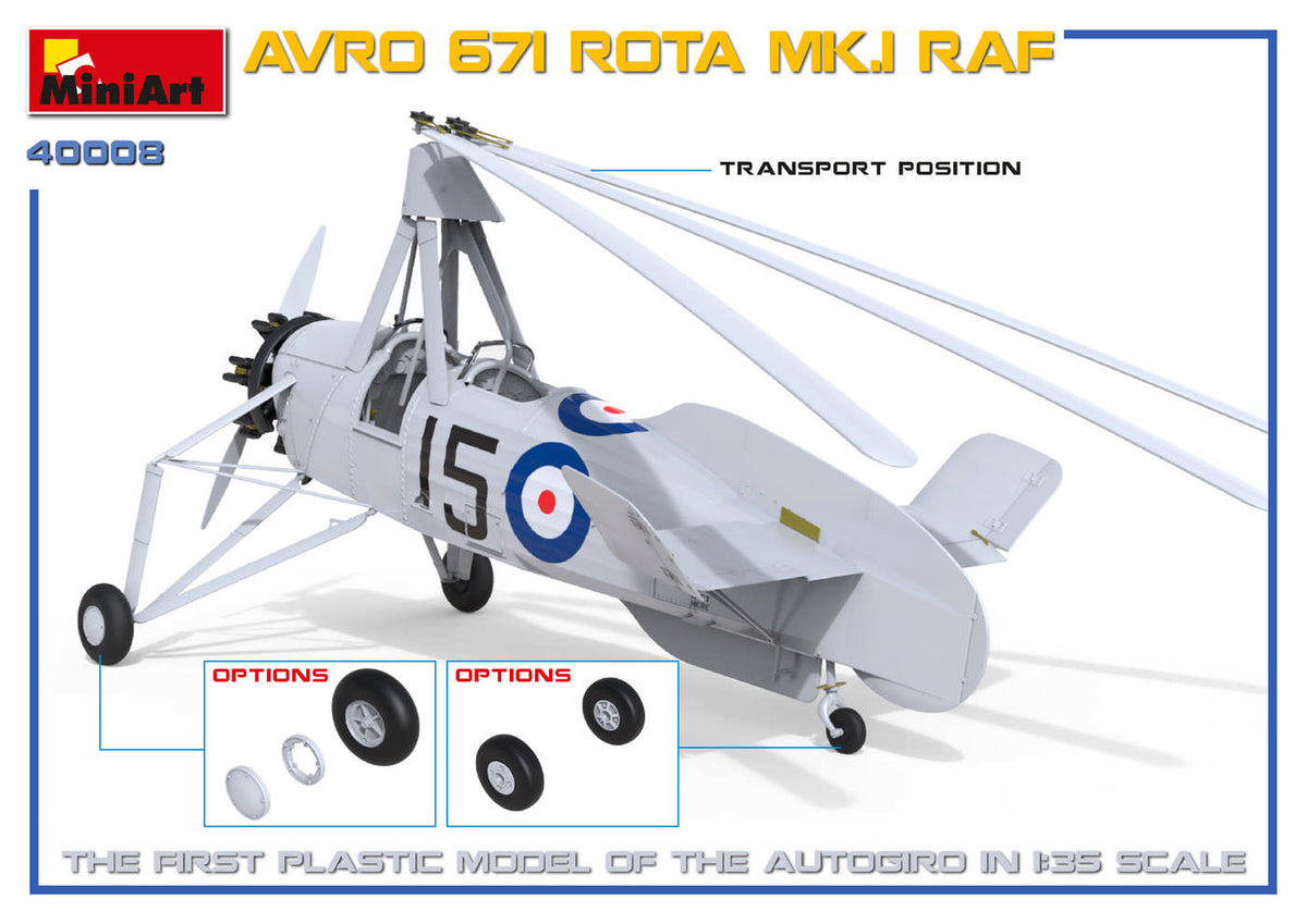 AVRO 671 ROTA MK.I RAF HIGHLY DETAILED MODELCLEAR PARTS INCLUDEDHATCHES CAN BE OPEN OR CLOSEDPHOTO-ETCHED PARTS INCLUDEDDECAL SHEET FOR 4 VARIANTS