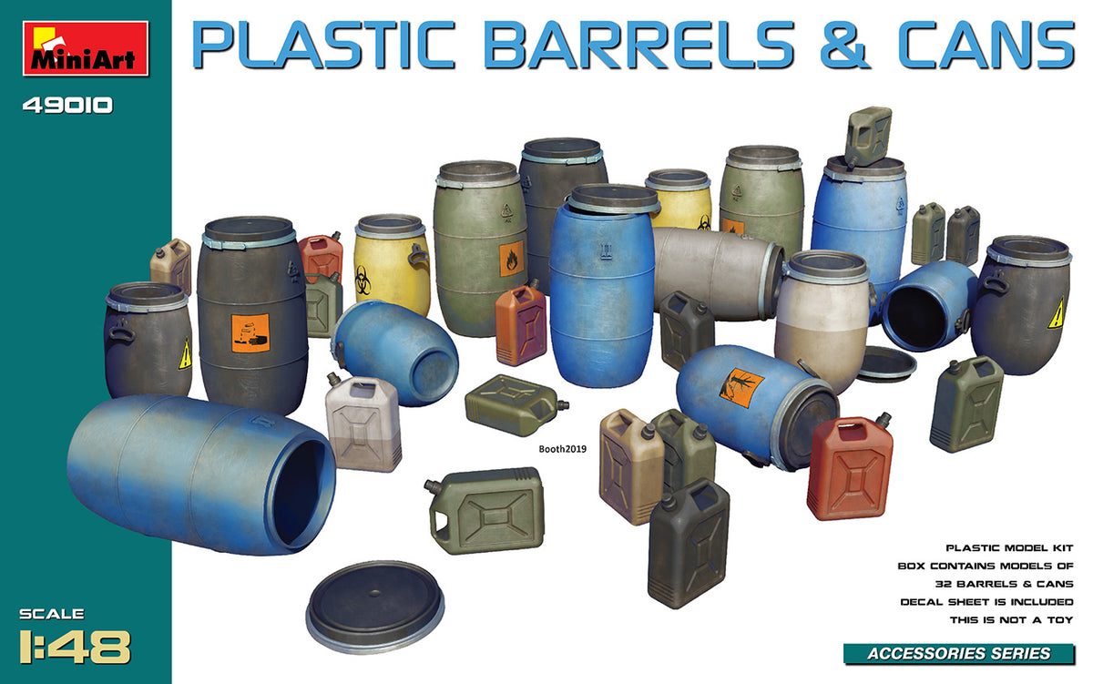 PLASTIC BARRELS & CANSKIT CONTAINS MODELS OF 32 BARRELS & CANSDECAL SHEET IS INCLUDED