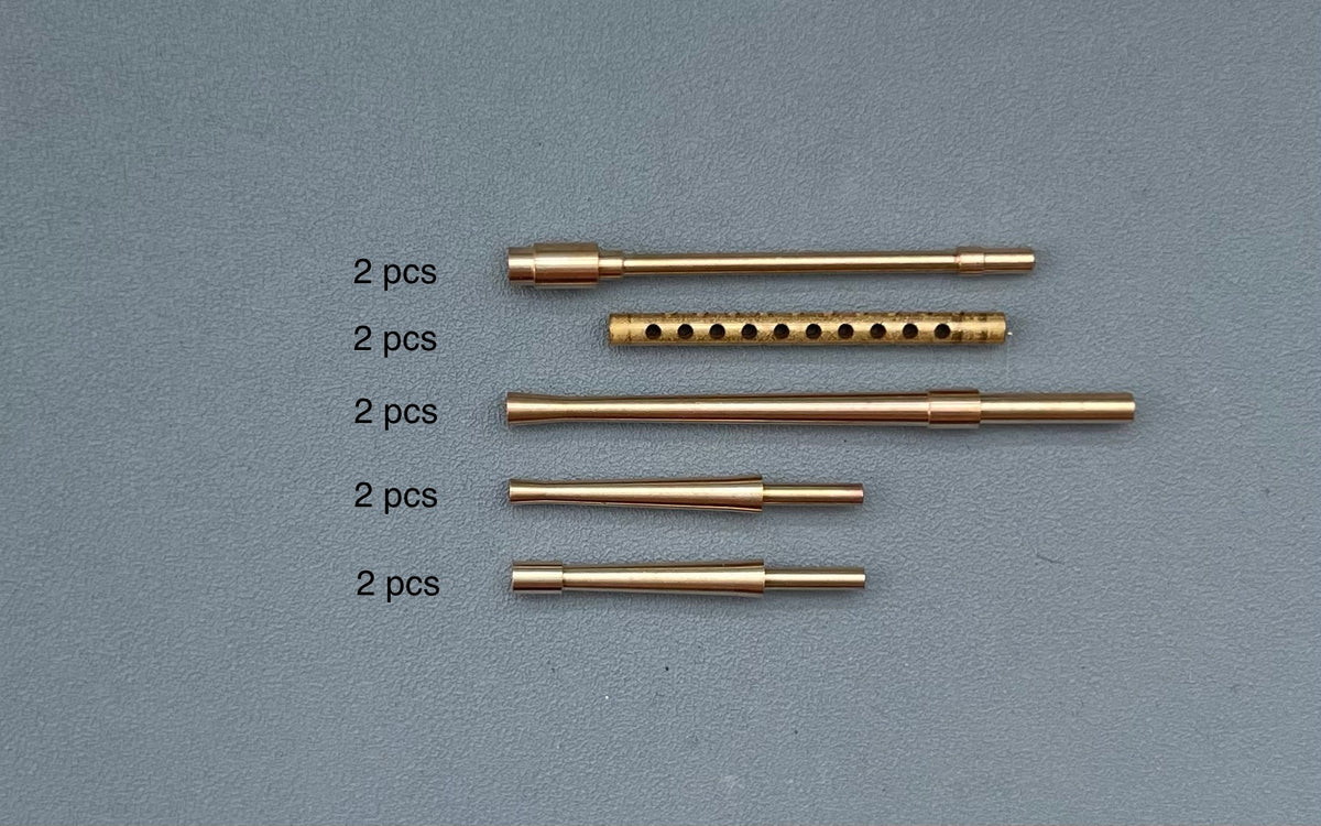 Mitsubishi A6M2/A6M5 'Zero' fighter barrels set – 10 brass parts (designed to be used with Tamiya kits)