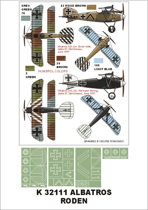 Albatros D.III insignia and markings masks (designed to be used with Roden kits)
